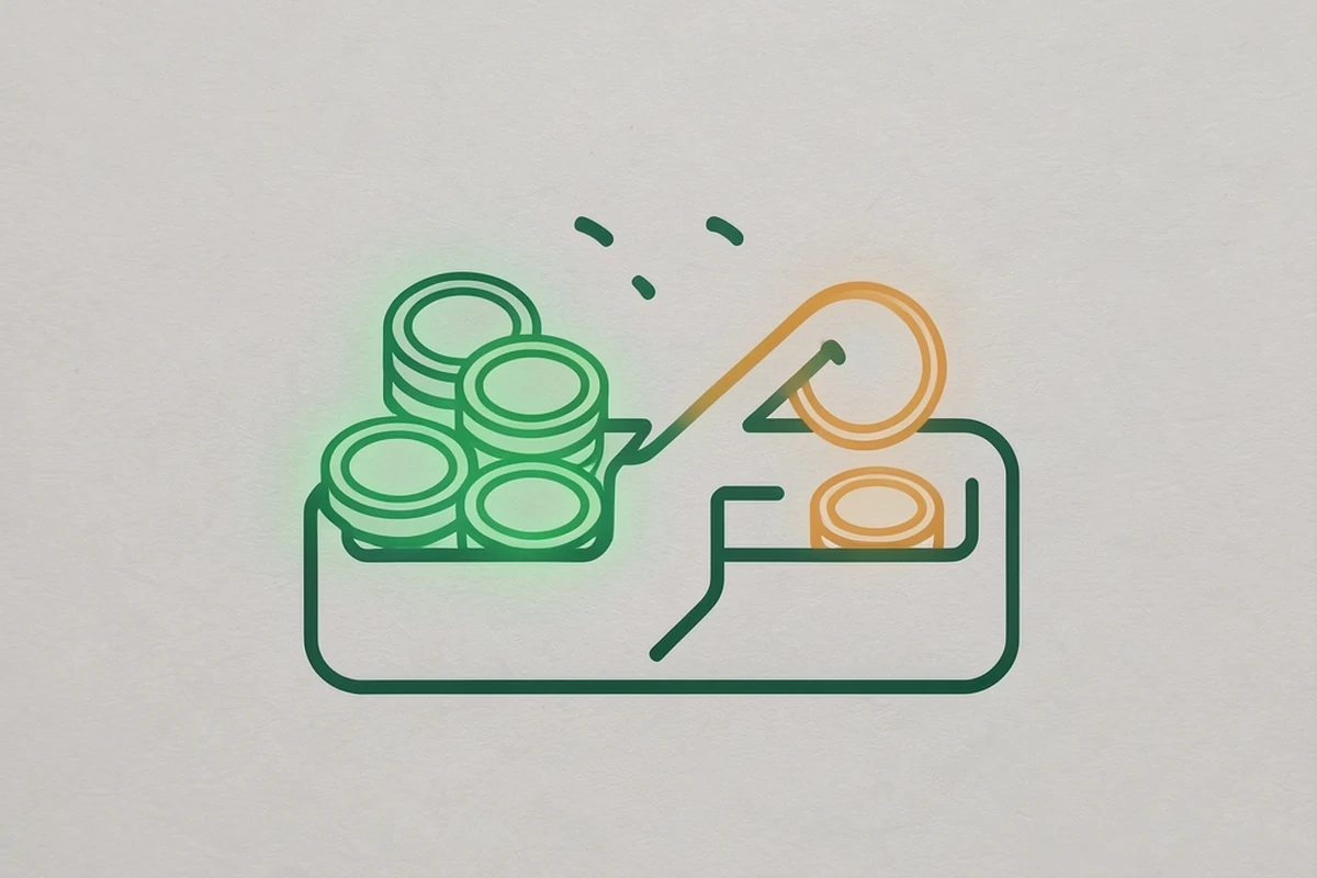 A diagram showing a liquidity pool's reserve balance shifting as tokens are added on one side and removed from the other